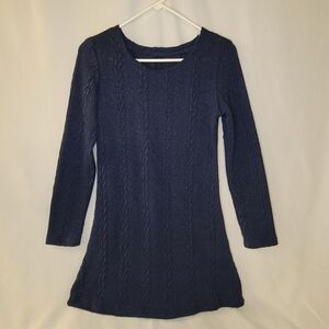 Cable Knit Navy Long Sleeve Dress